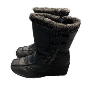 Y2K 9 Comfy Moda Women’s Cozy Black Winter Platform Heeled Boots Faux Fur Lining